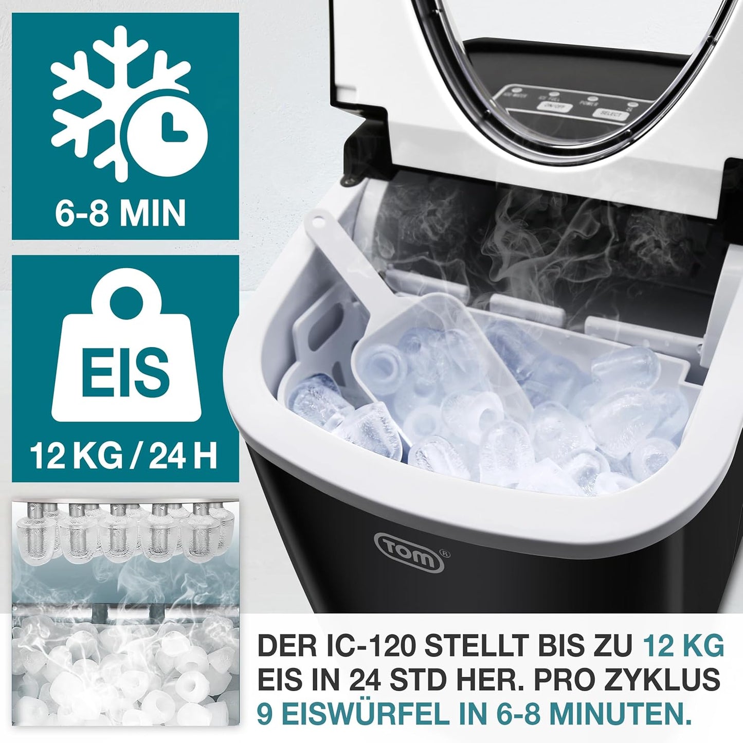 Eiswürfelmaschine mit Schnellzyklus, Nylon
