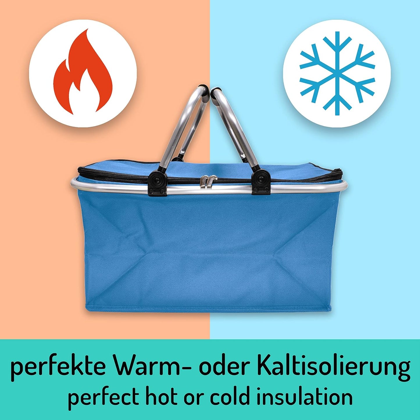 Faltbarer Isolierkorb 25L (4er-Set), Thermo - 4x Pack Hellblau
