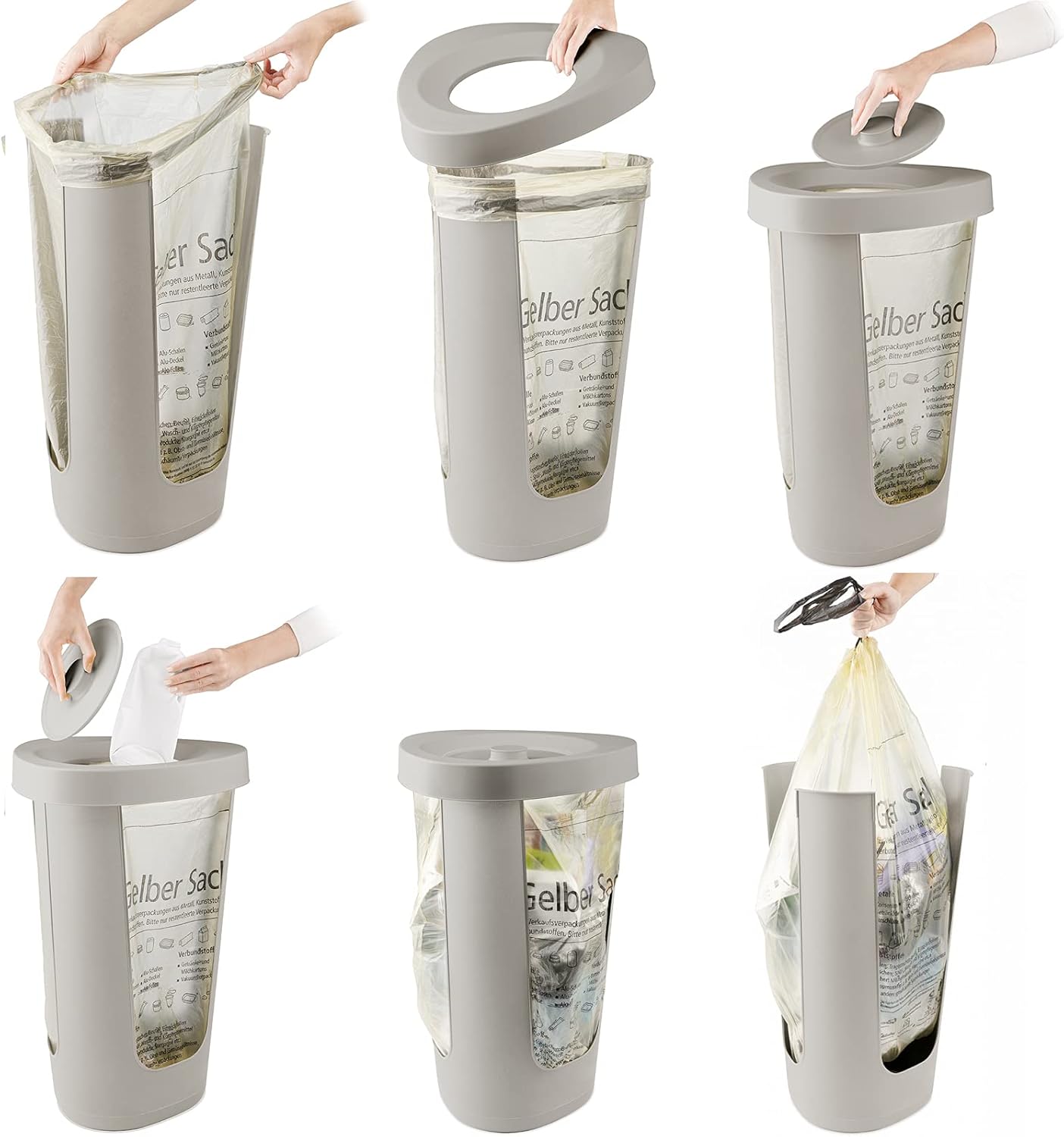3er-Set Müllsackständer, 3 x Müllsackständer Cappuccino
