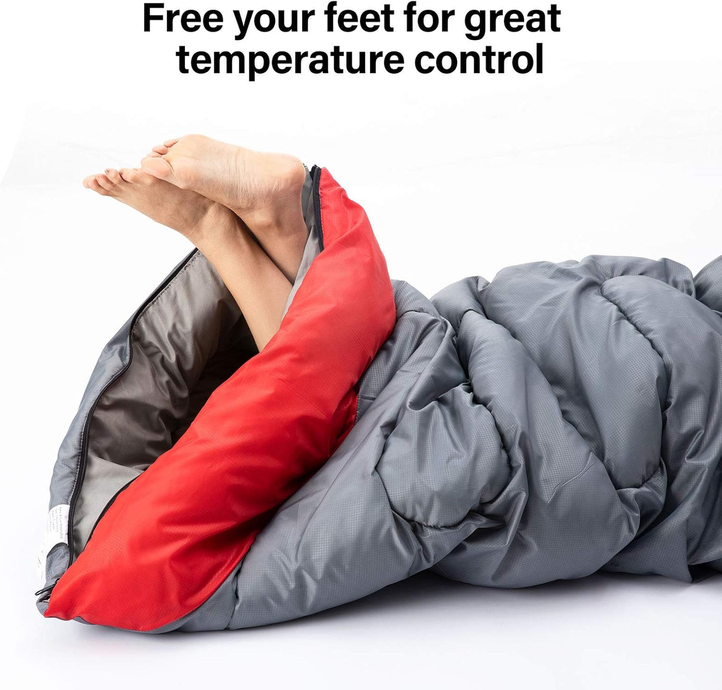 Deckenschlafsack mit Kompressionssack, Grau 4-Saison-Reissverschluss links