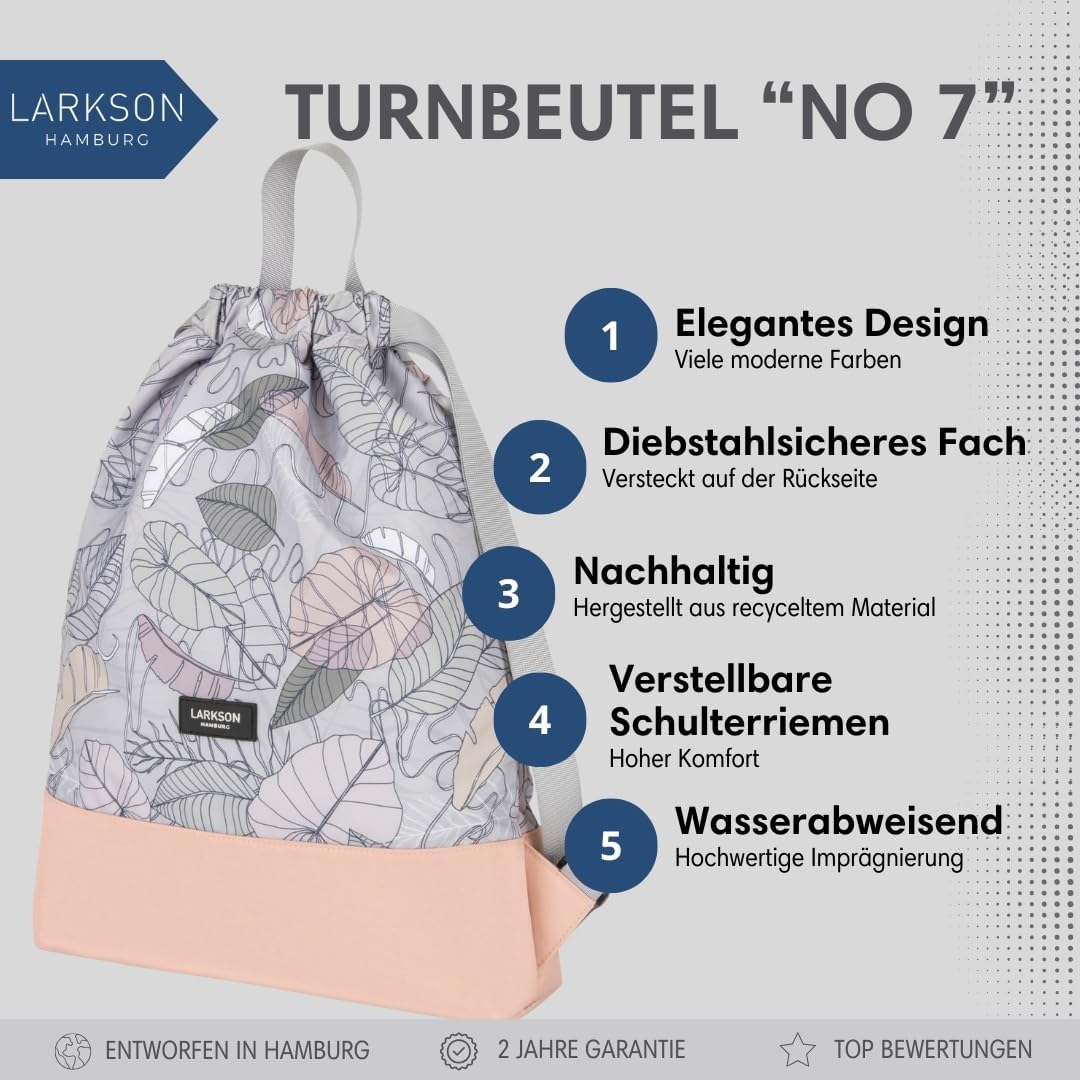 Turnbeutel No 7 mit Aussentasche, Flieder Muster