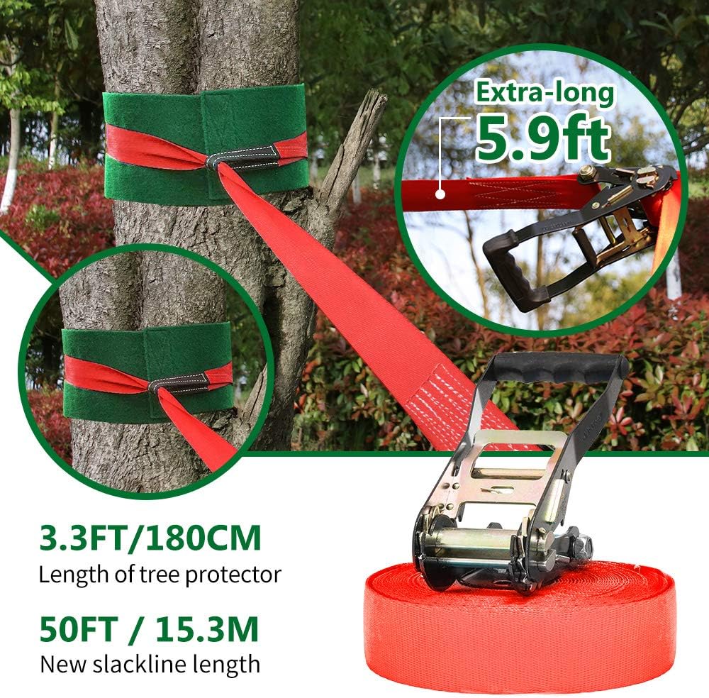 Ninja Slackline Set mit Hindernisparcours (30m, 10 Hindernisse), 15M Slackline×2 +10 Hindernisse