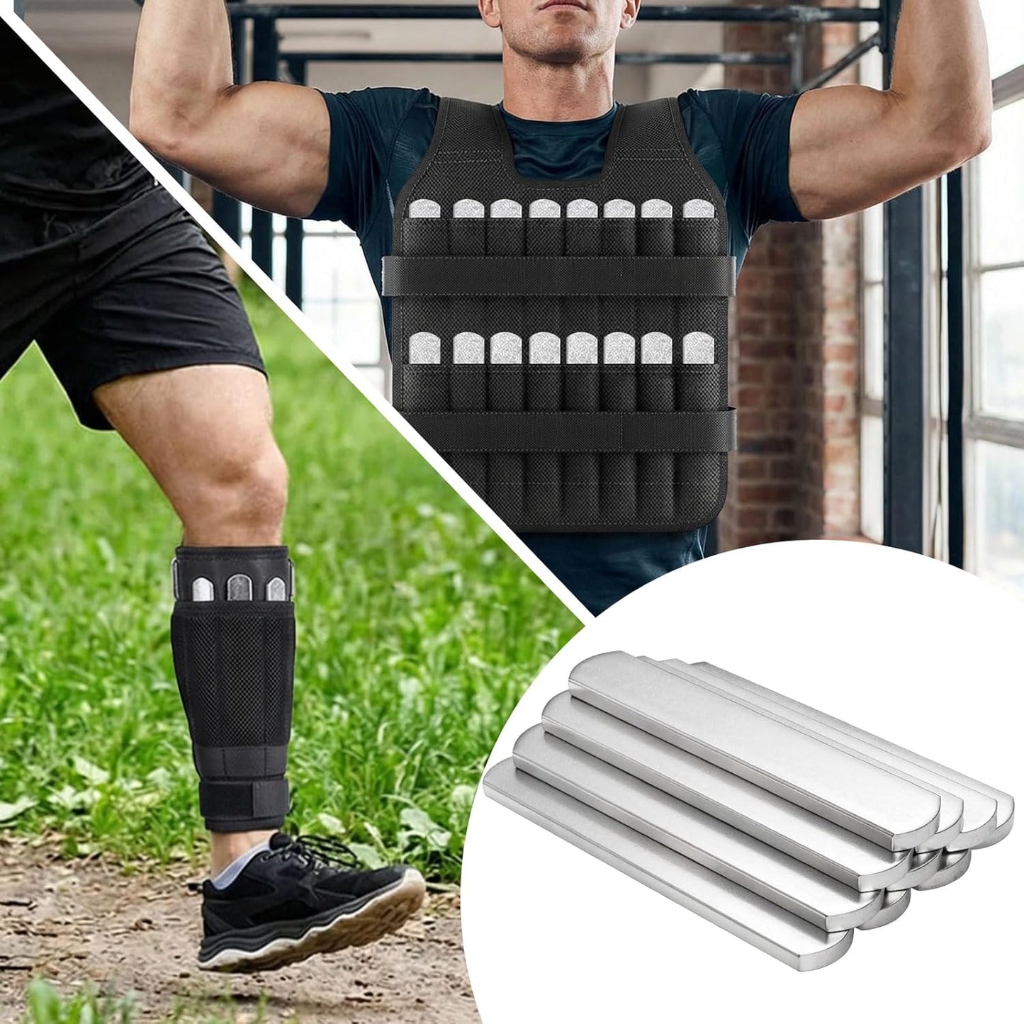 Stahl-Gewichtsplatten 10er-Set für Trainingswesten, 15CM
