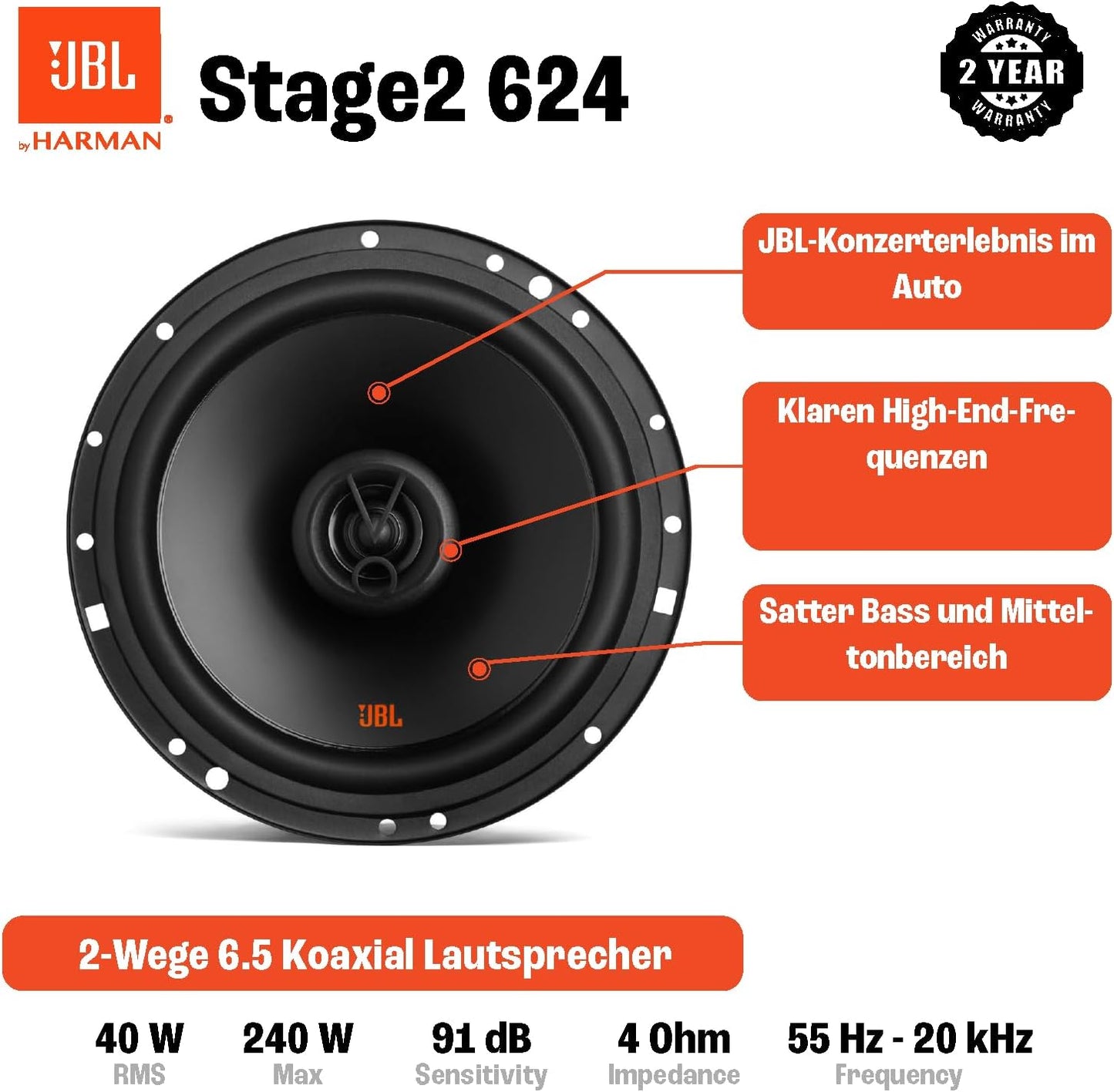 Stage2 624 2-Wege Auto Lautsprecher Set 16-17 cm