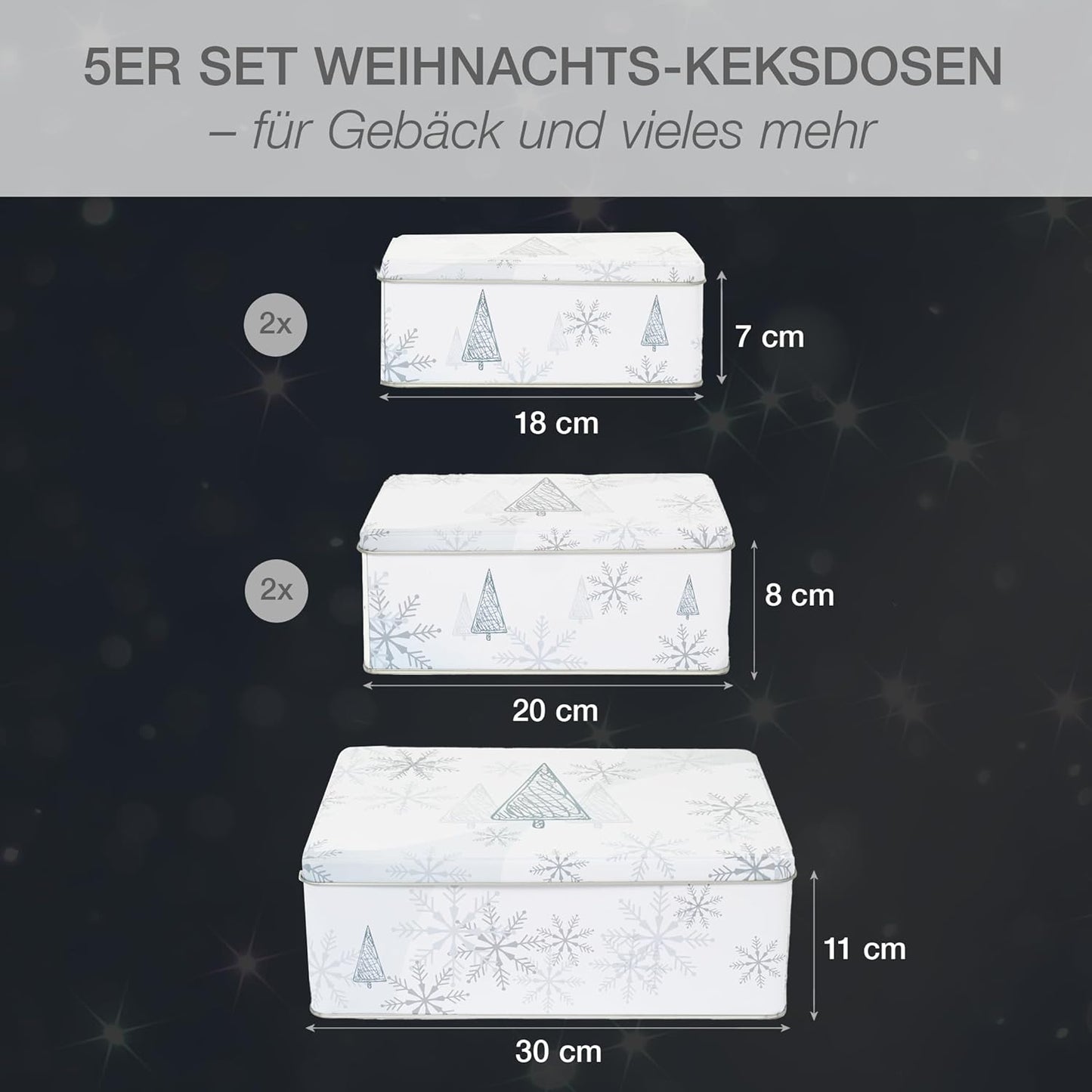 Weihnachtliches Keksdosen-Set, 5-teilig