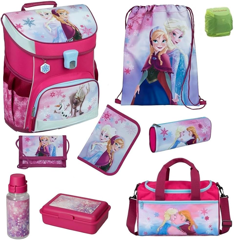 9-teiliges Schulranzen-Set, Disney Frozen Rosa 9-teilig mit Sporttasche