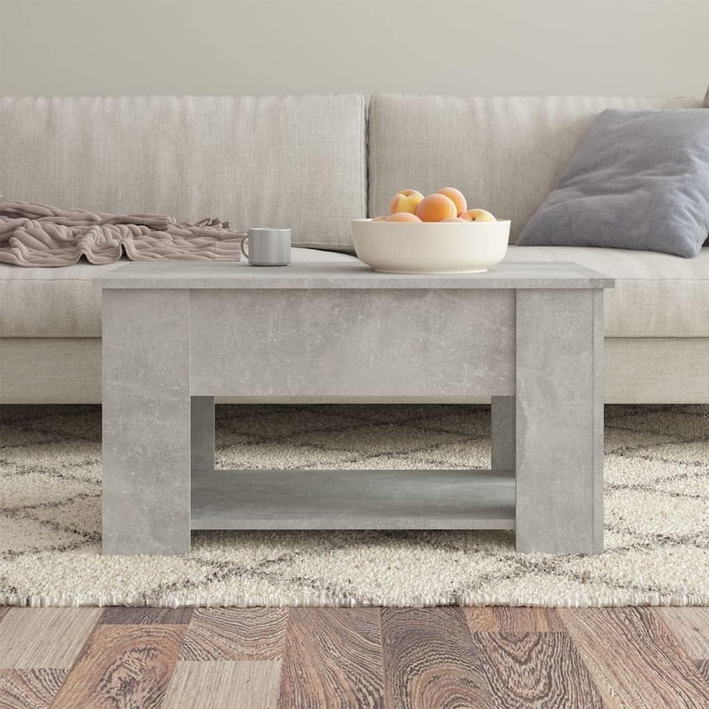 Höhenverstellbarer Couchtisch mit Stauraum, Betongrau, 79 x 49 x 42.5 cm
