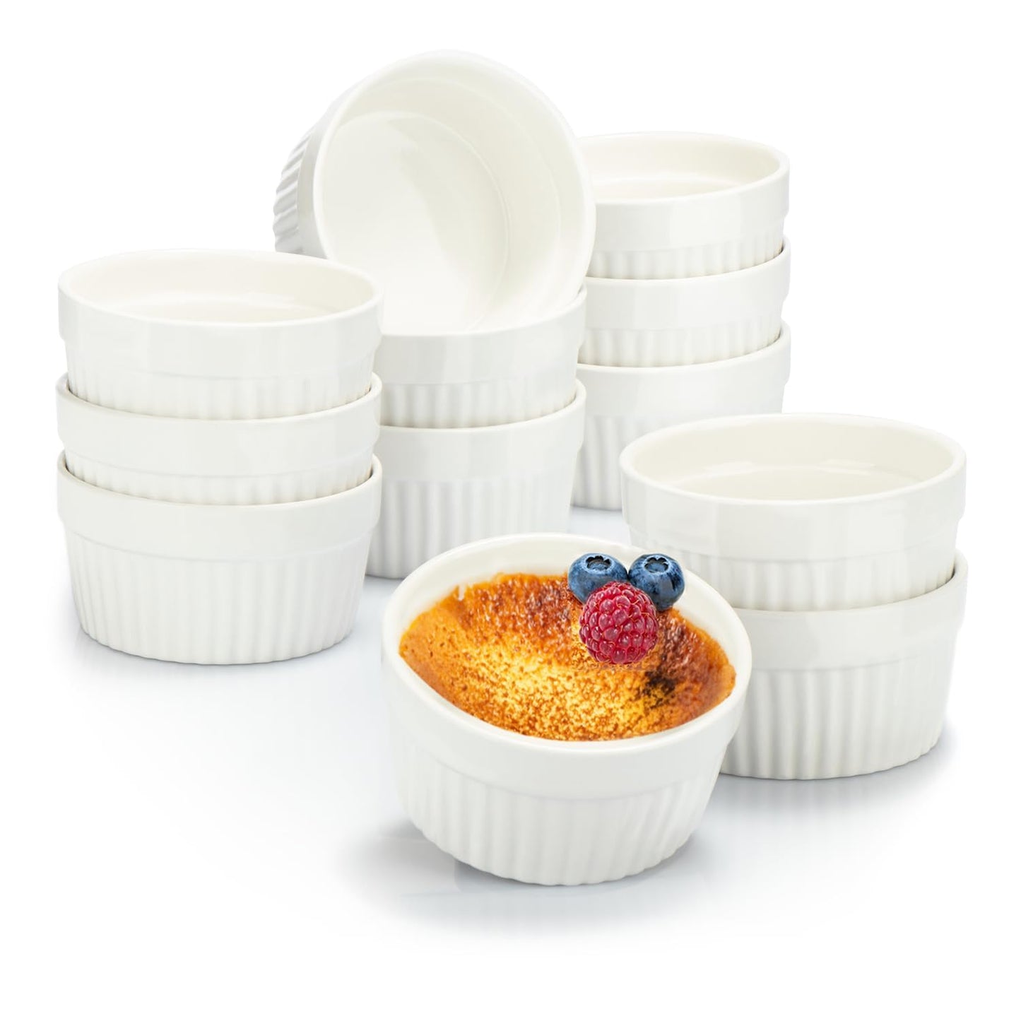 Soufflé- und Dessertförmchen, 12 Stück, weiss - 12 Stück Ø 9cm