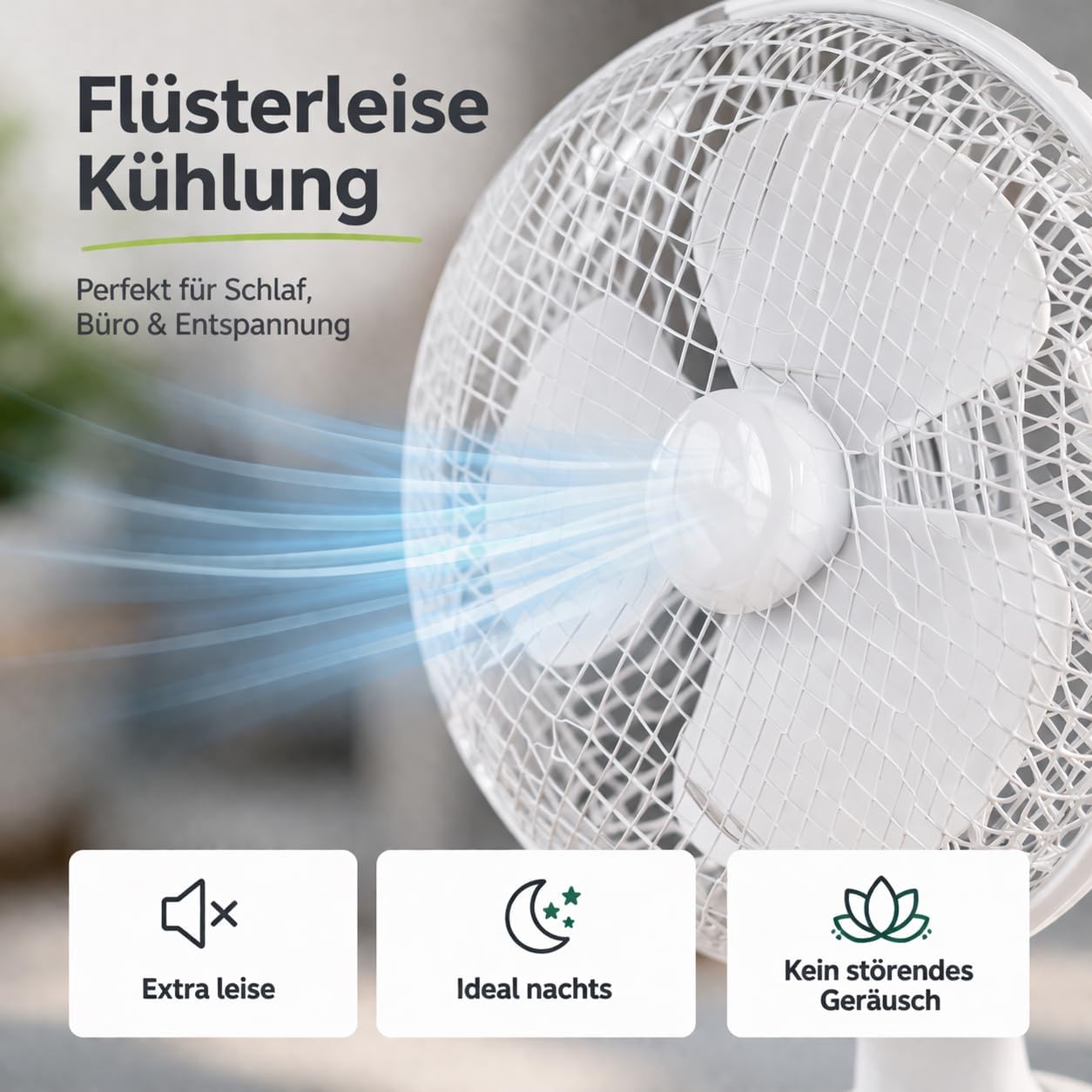 2-in-1 Tischventilator mit Ständer & Clip, Ventilator mit Clip Ø 20 cm