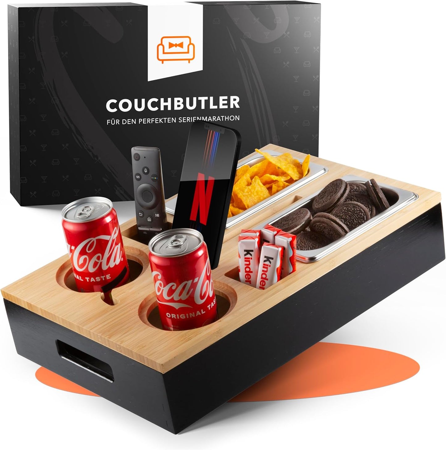 Couchbar Snackbox mit Zubehör, Ohne Gravur Schwarz
