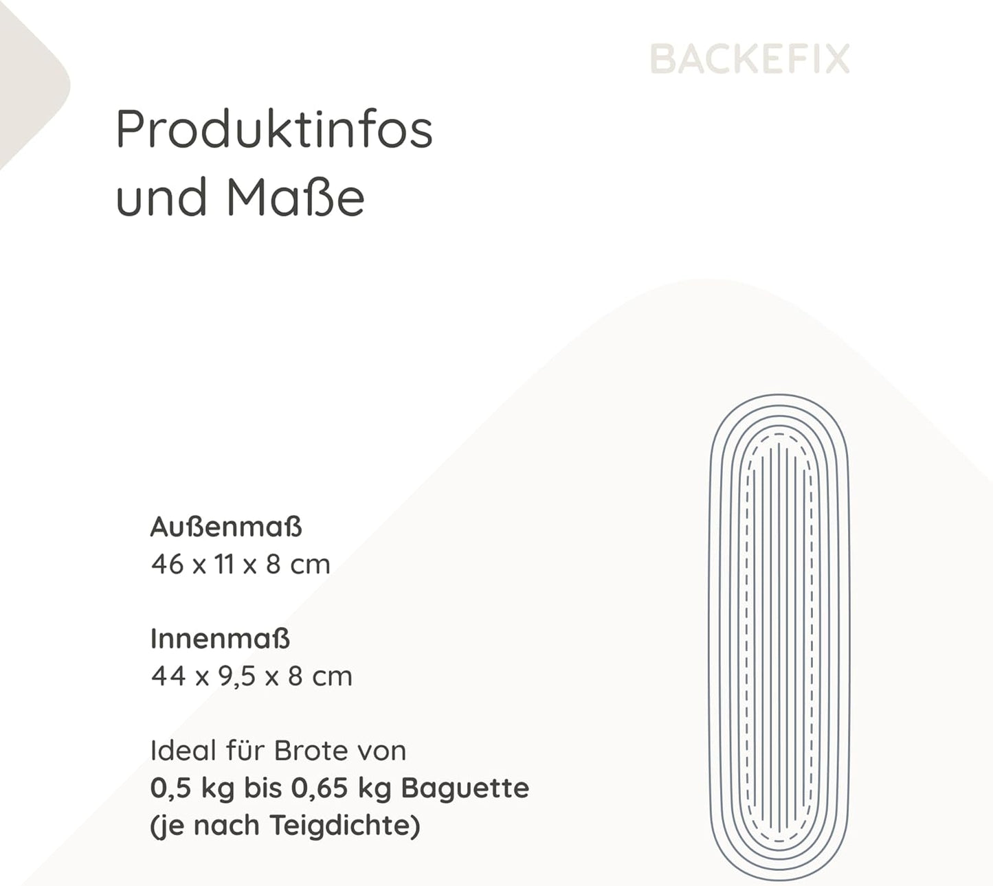 Gärkörbchen für Baguette, oval 44cm
