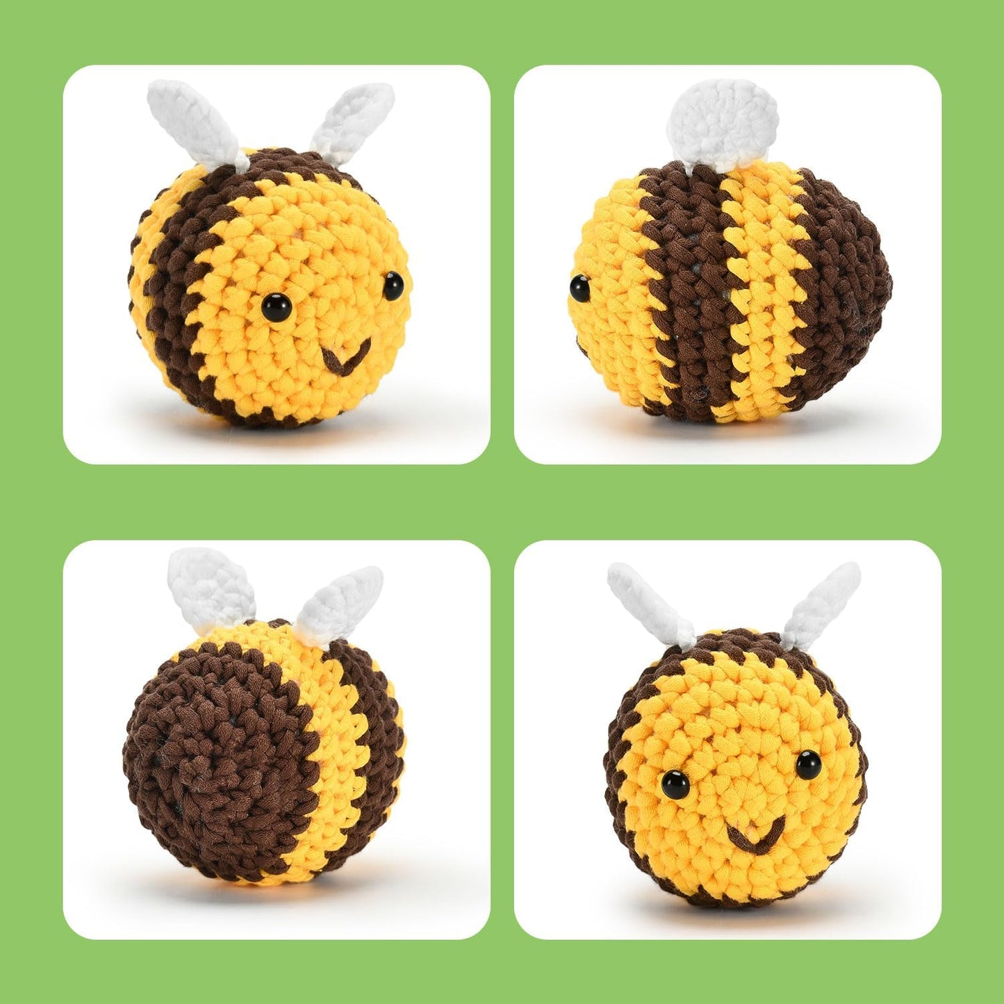 Amigurumi Häkelset mit Dinosaurier, Küken & Biene, anfängerfreundlich, Dinosaurier – Biene – Küken