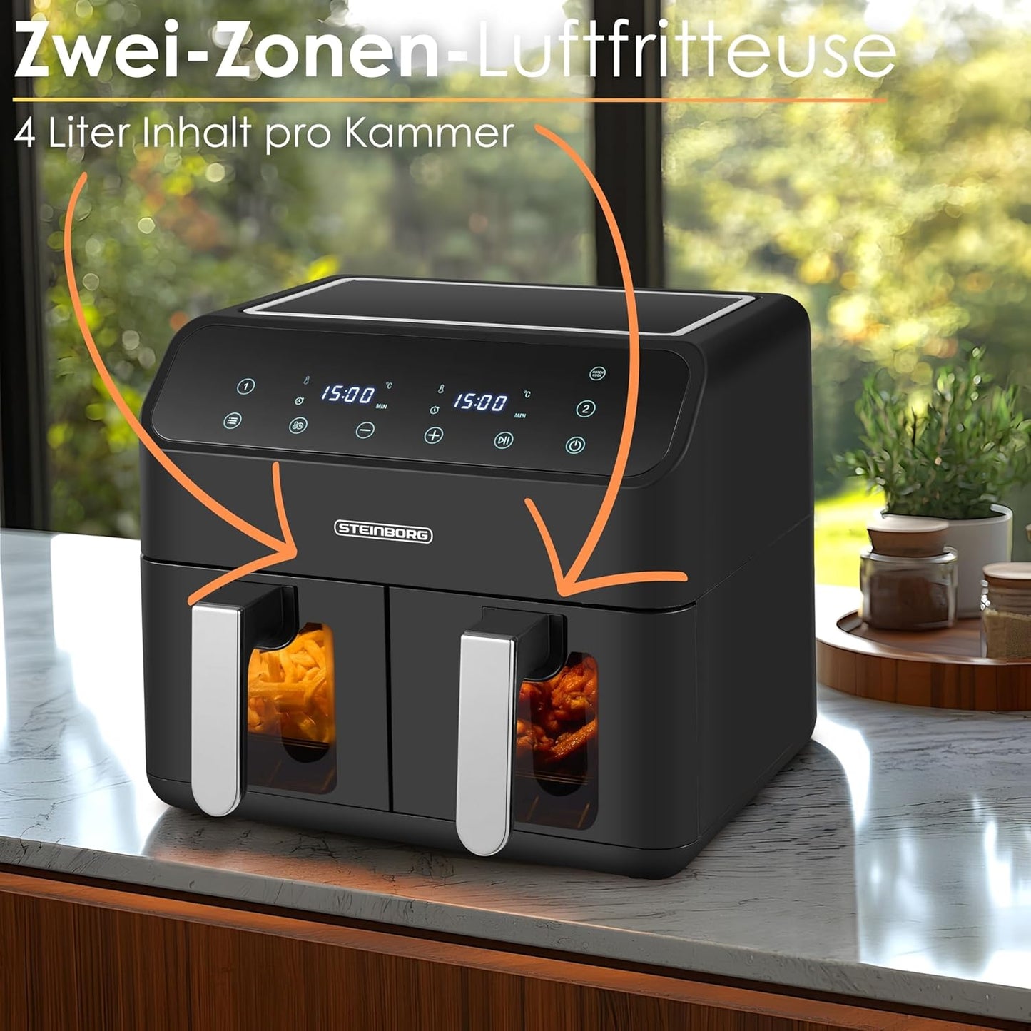 Heissluftfritteuse mit 2 Kammern