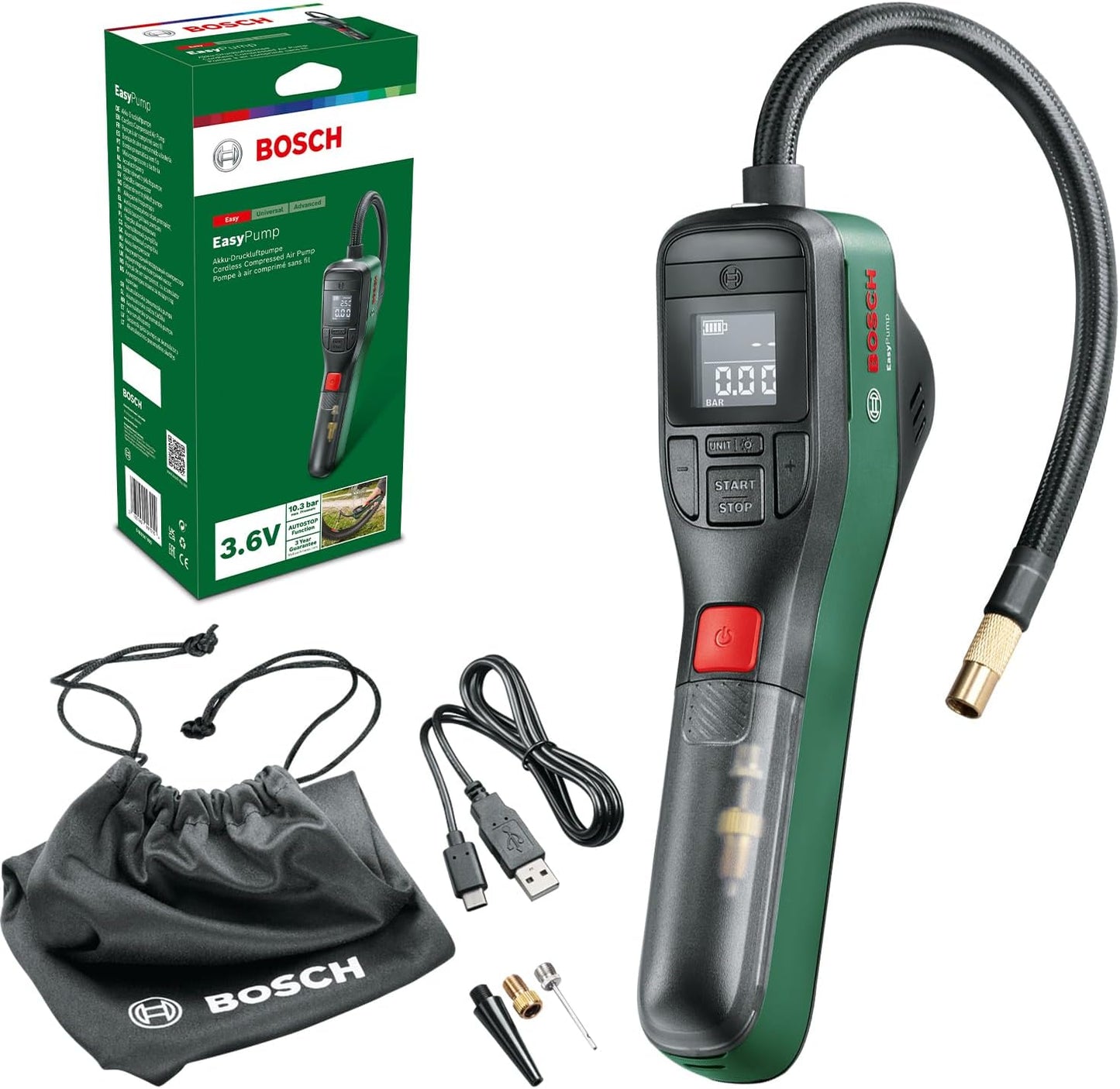 Elektrische Fahrradpumpe EasyPump mit Autostop-Funktion