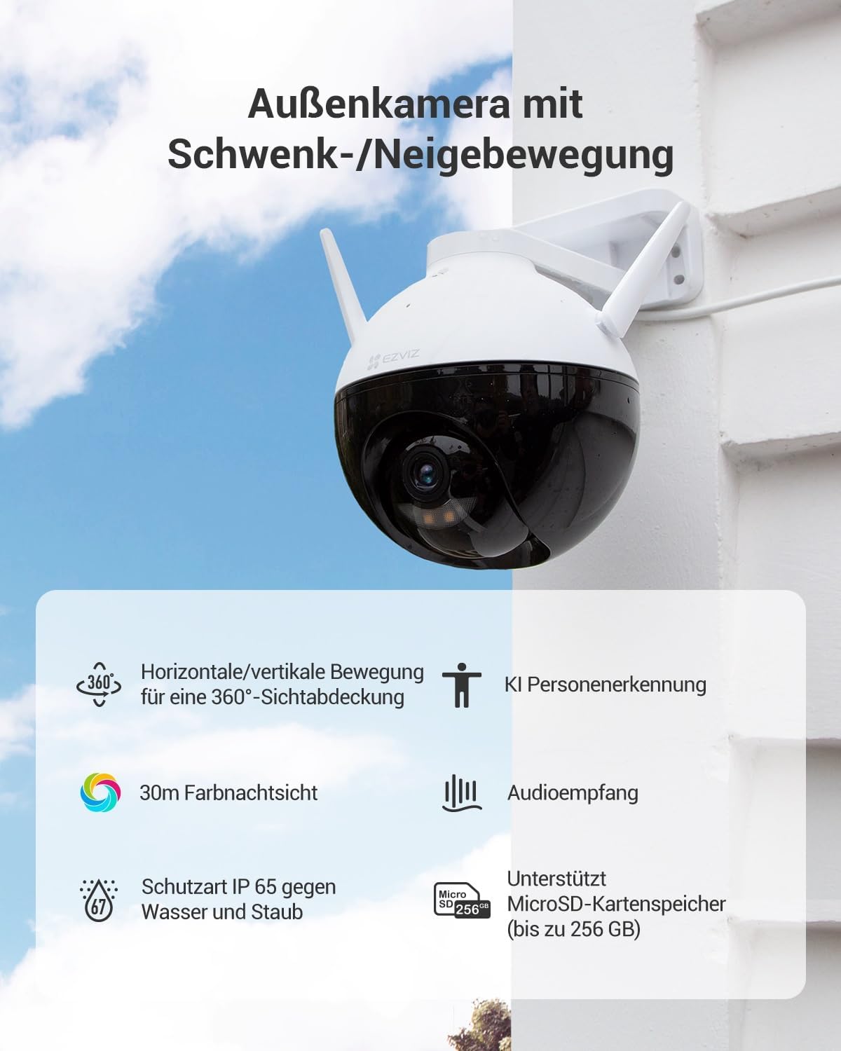 1080P WLAN Überwachungskamera mit Farbnachtsicht, Kamera mit Farbnachtsicht