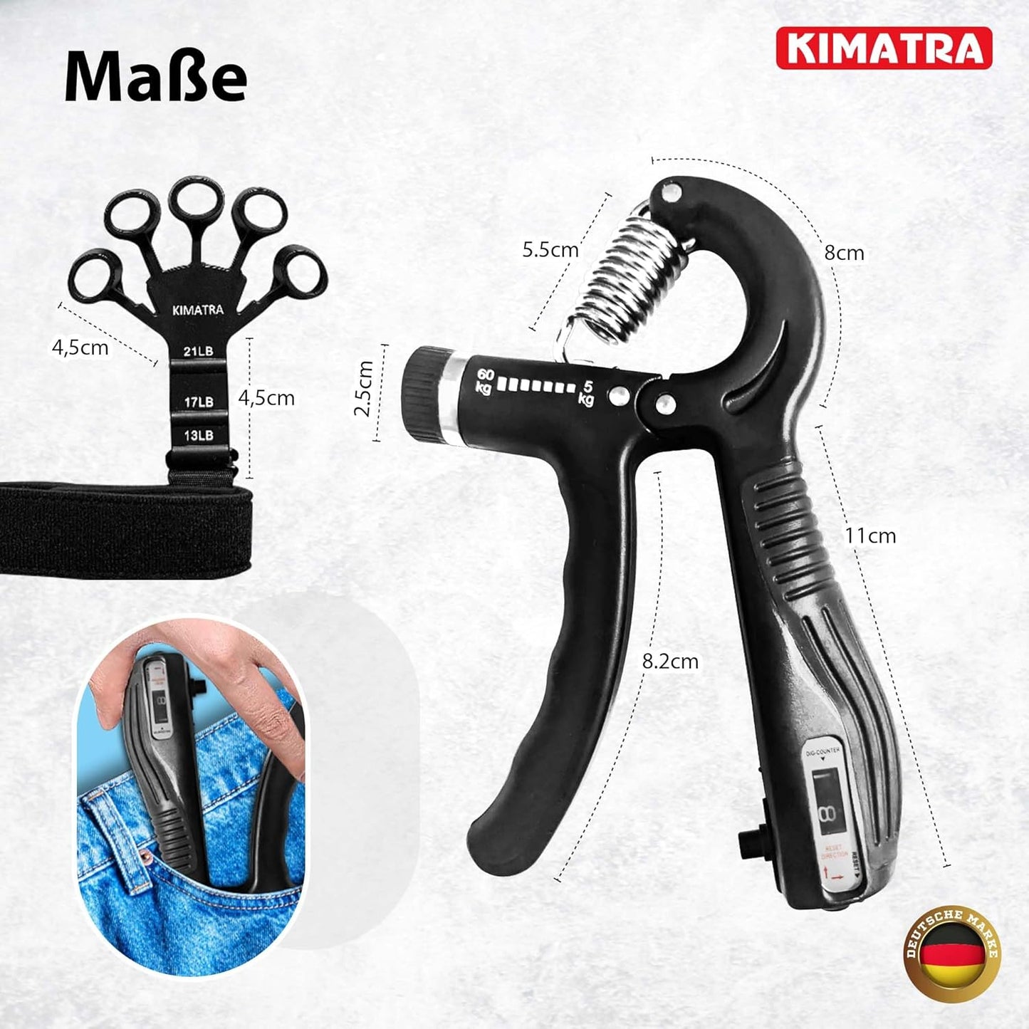 Handtrainer-Set, 2-teiliges Set Schwarz