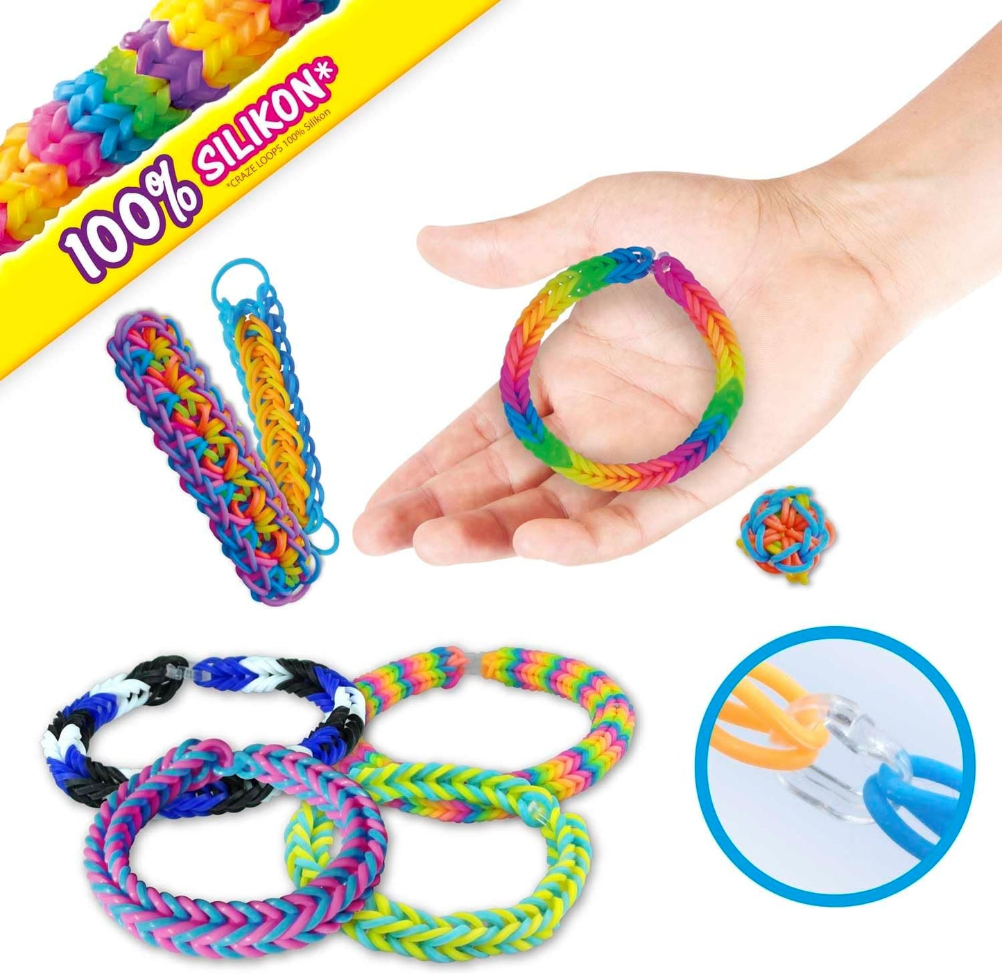 Loom Bänder Set mit Verschlüssen, Loops - Bag 100 B24