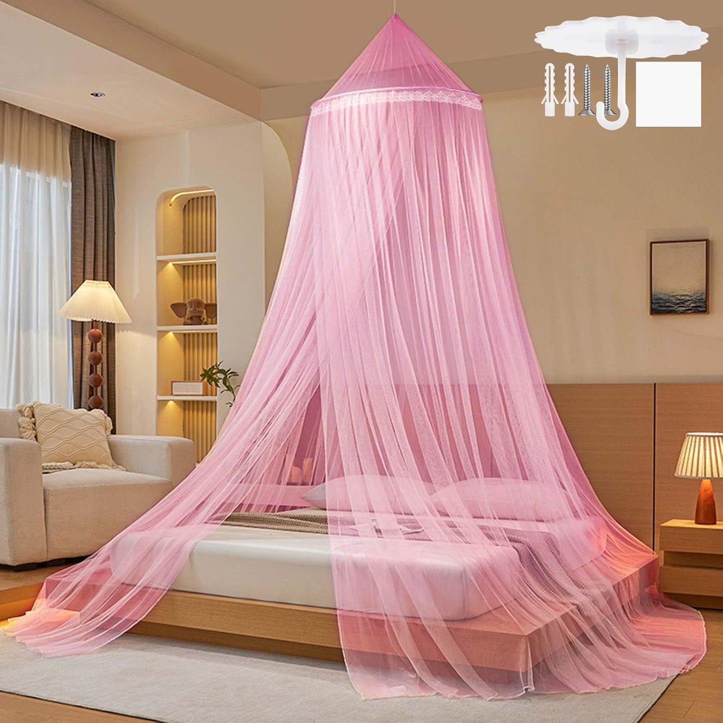 Moskitonetz für Bett, Rosa
