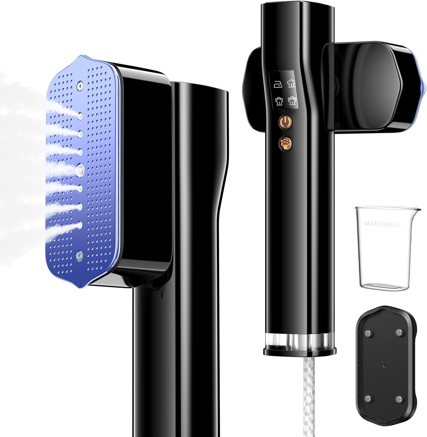 Tragbarer 2-in-1 Dampfglätter mit Dualspannung, Schwarz