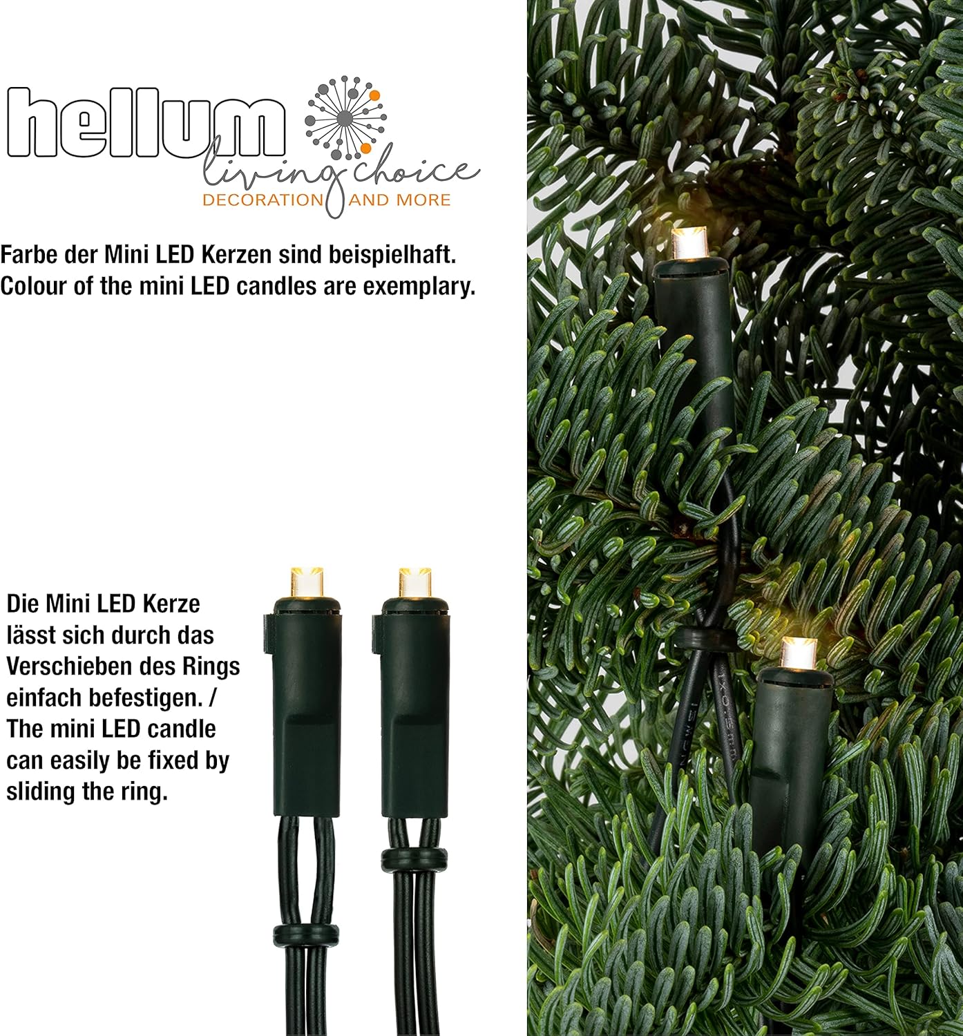 LED-Lichterkette für Innenräume (50 LEDs), Bunt / Kabel Grün 50 Mini LED / 7,35m beleuchtet