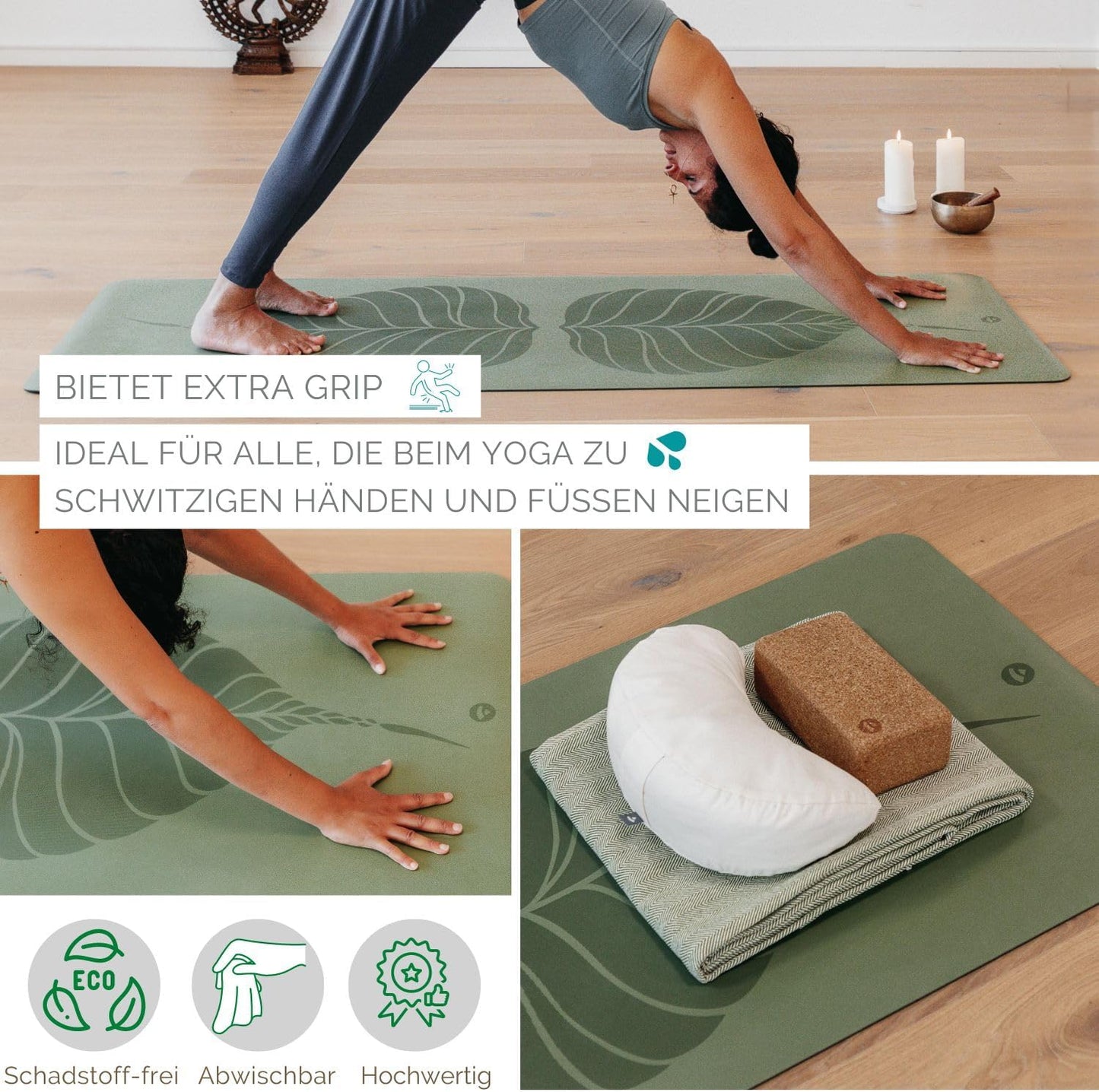 Yogamatte aus Naturkautschuk, Alignment-Yantra/schwarz