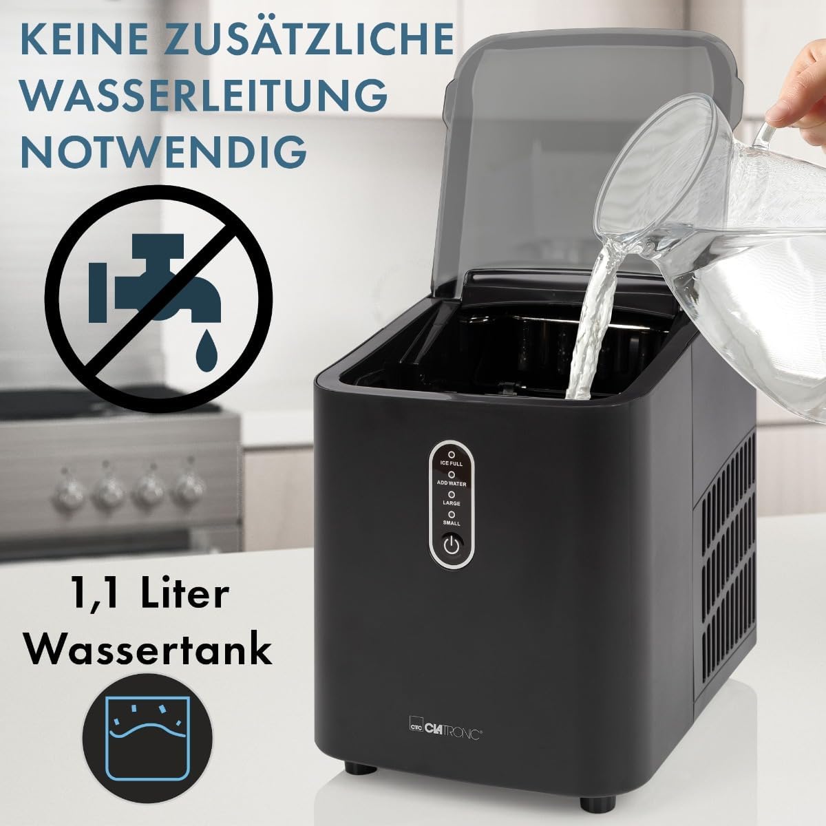 EWB 3798 schwarz Eiswürfelbereiter, Schwarz *NEUSTES MODELL*