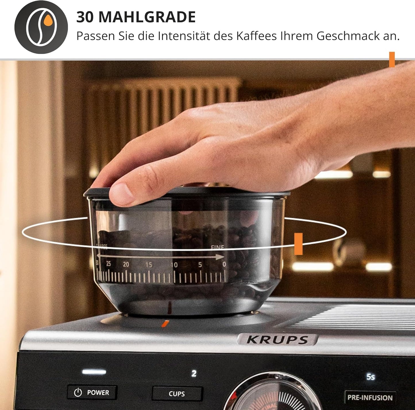 Siebträgermaschine mit Mahlwerk und Dampfdüse, Precision manuelle Siebträgermaschine mit Mahlwerk