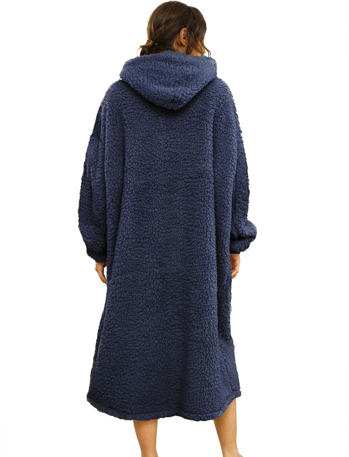 Übergrosse Sherpa-Decke mit Kapuze, Einheitsgröße Navy