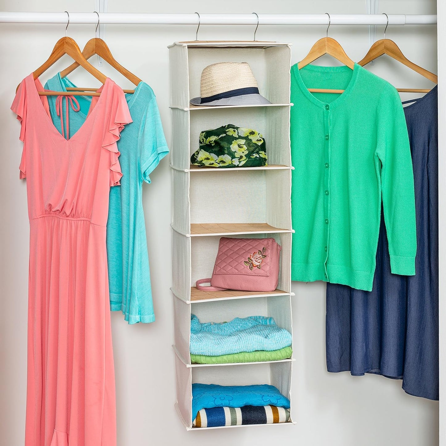 Hänge-Organizer mit 6 Fächern, Hanging Closet Organizer Bamboo