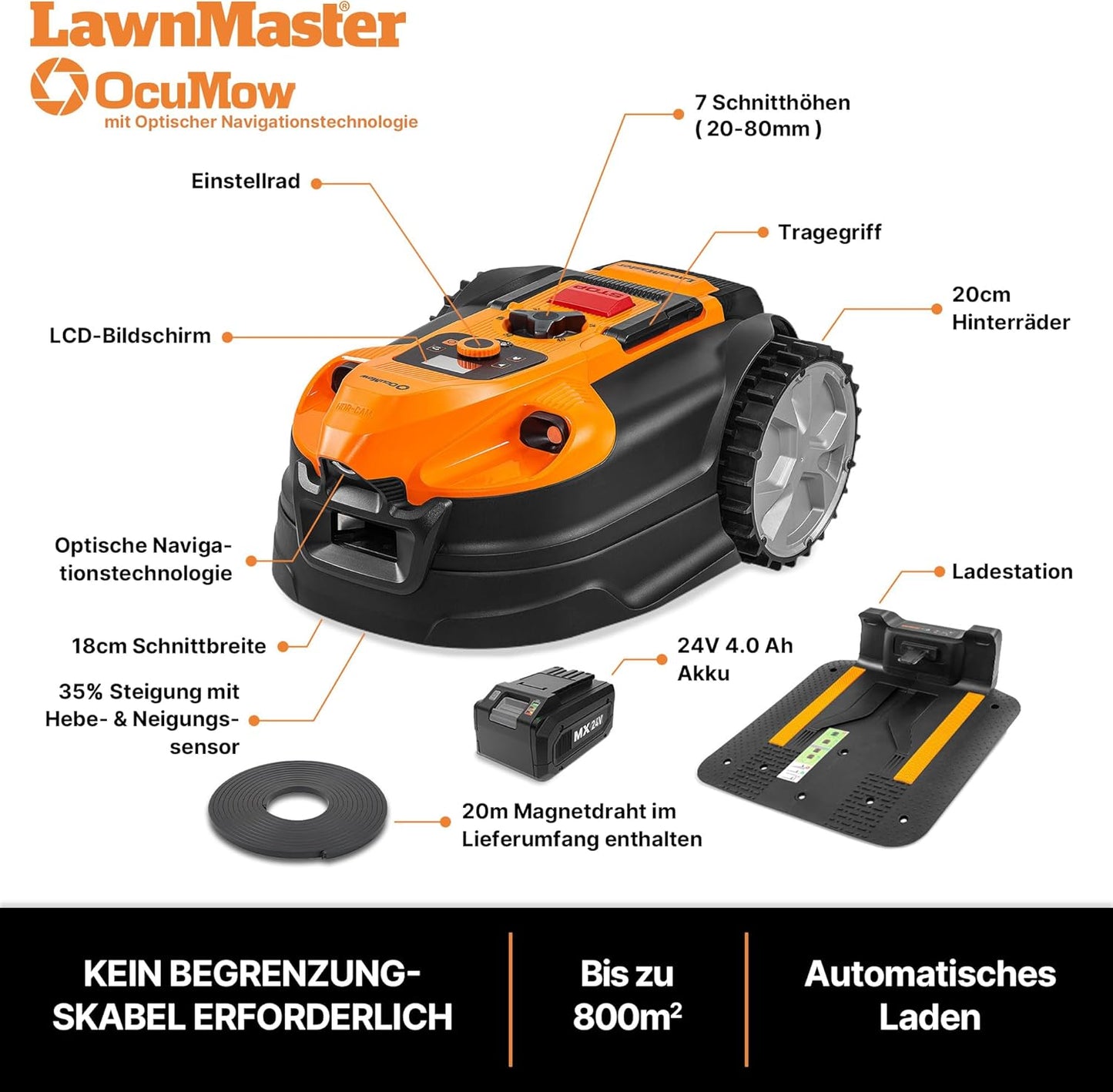 OcuMow 18 Mähroboter, Mähroboter 800㎡