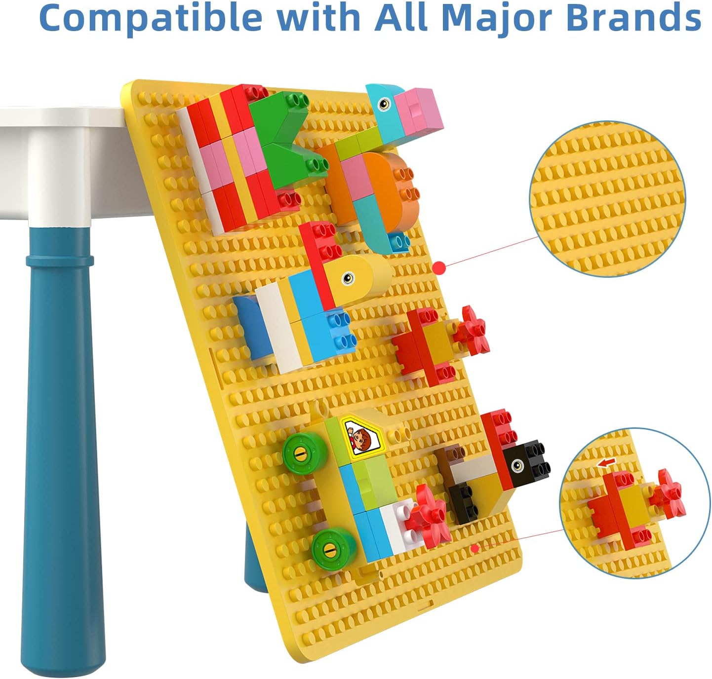 5-in-1 Kindertisch mit Stuhl und 130 Bausteinen, Macaron