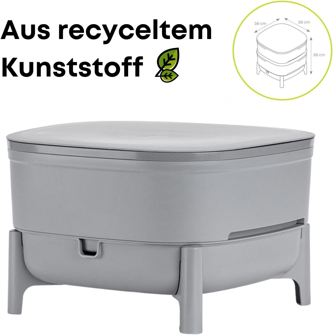 Wurmkomposter für Küche und Balkon (30L), Grau