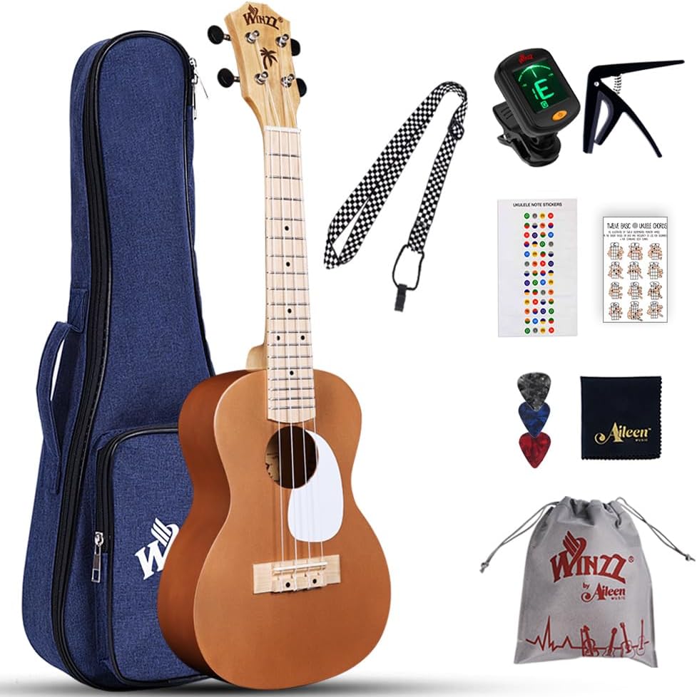 Konzert-Ukulele-Set mit Zubehör, 23 Zoll Braun