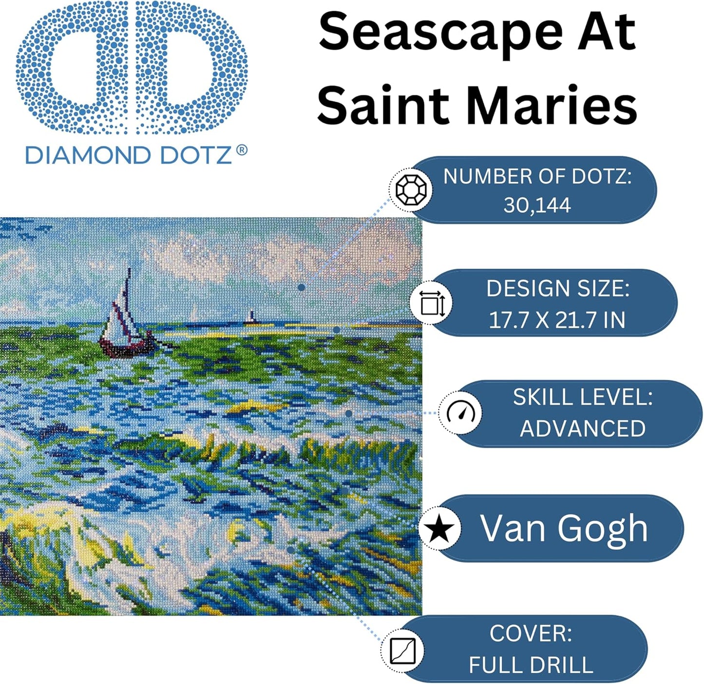 Diamond Painting Set Seascape At Saint Maries (Van Gogh), DD12-029, 55x45 cm, Seascape At Saint Maries (Van Gogh)