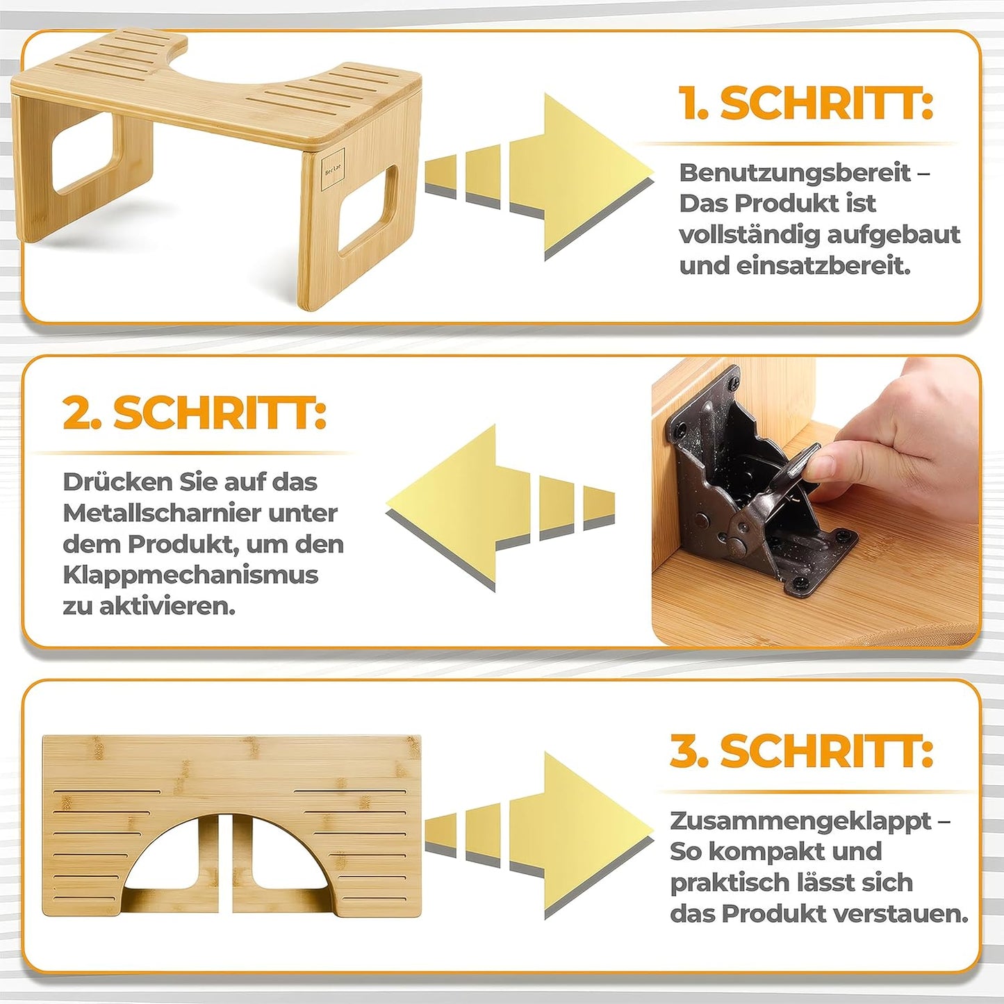 Ergonomischer Toilettenhocker, Natürliches Bambus Ohne Mat