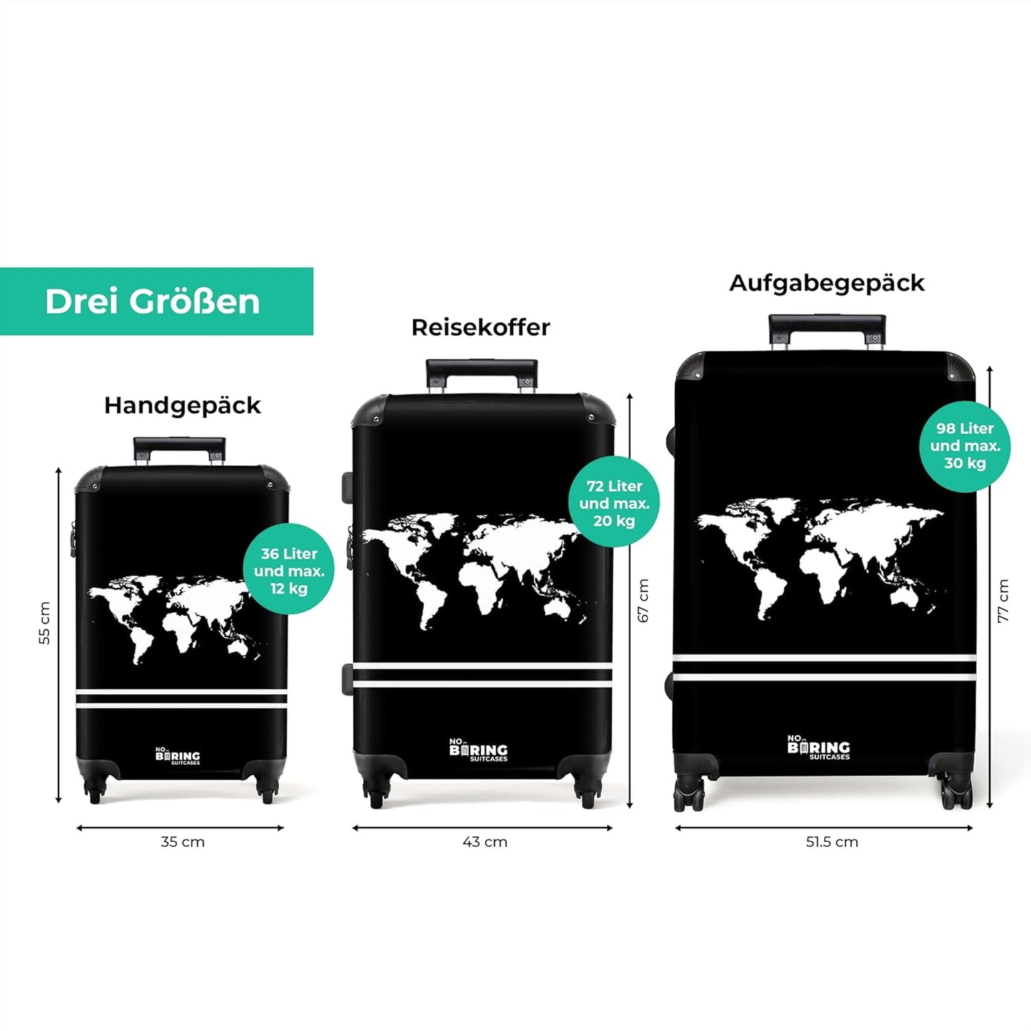 Reisekoffer L, Welt - Schwarz L