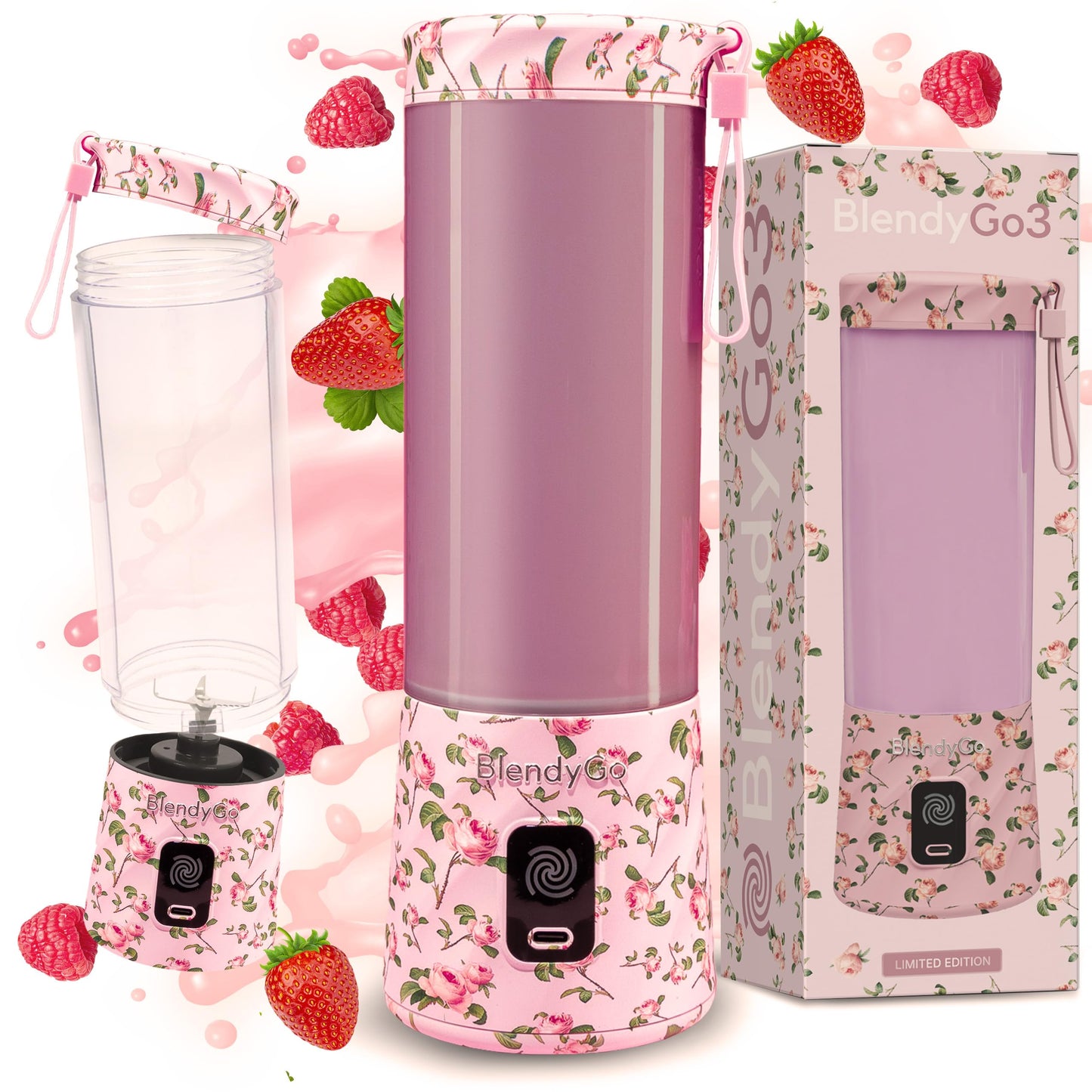 Tragbarer Mini Standmixer 550 ml, kabellos, Rose
