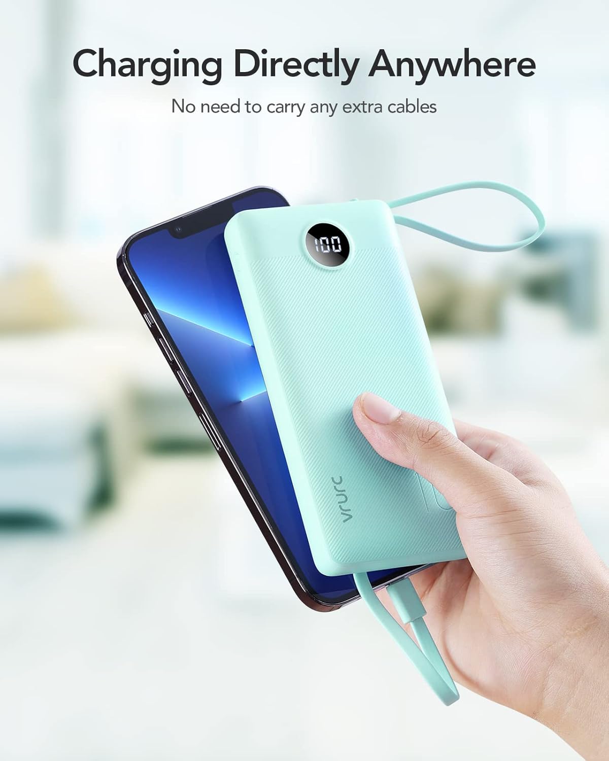 T1116 Powerbank mit 3 integrierten Kabeln, Grün