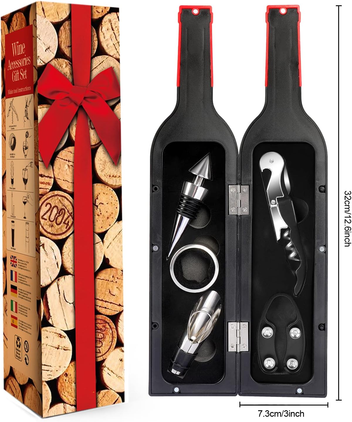 Weinflaschen-Korkenzieher-Set mit Sommelier-Werkzeugen, Black 02