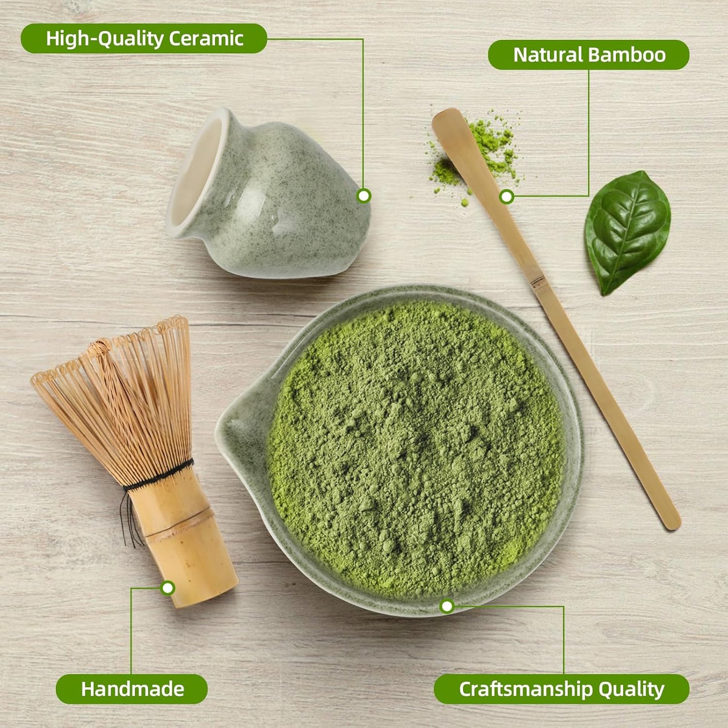 4-teiliges Matcha-Tee Set, Vert Menthe