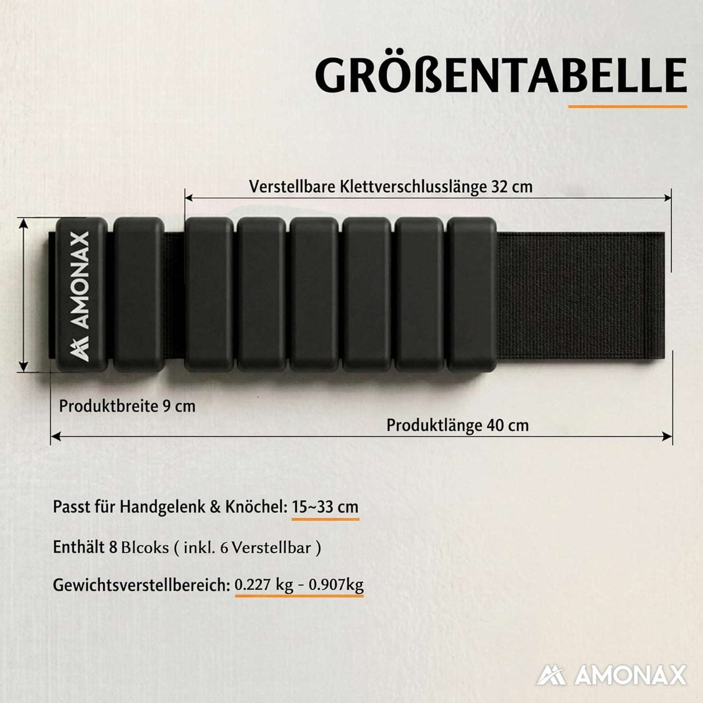Gewichtsmanschetten Set für Beine und Arme, Schwarz - 1kg x 2