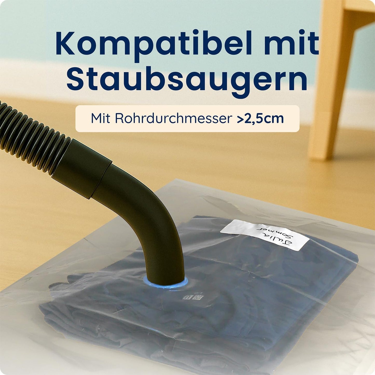 6-teiliges Vakuumbeutel-Set für Kleidung in 3 Grössen, 2 Jumbo - 2 XXL - 2 L (100µ) 6