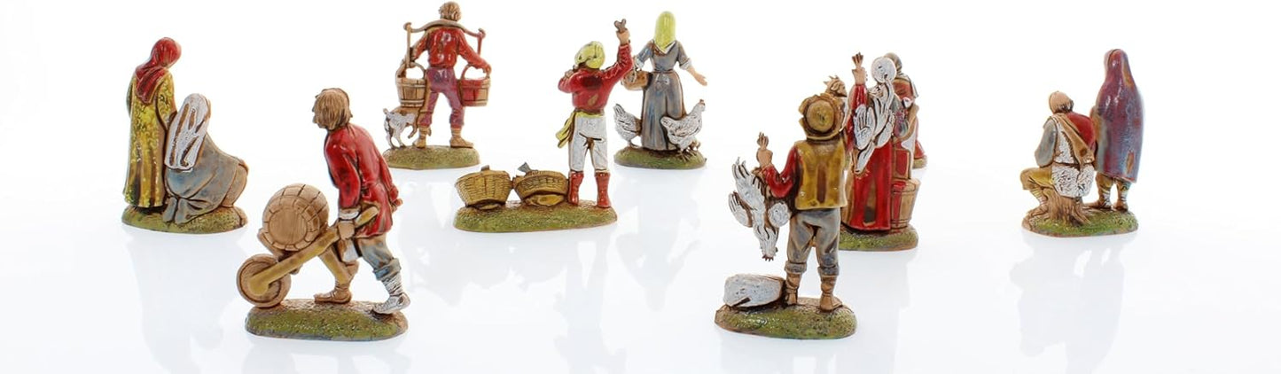 Neapolitanische Krippenfiguren, 9 Stück, 1:32, Für eine 6 cm grosse Krippe