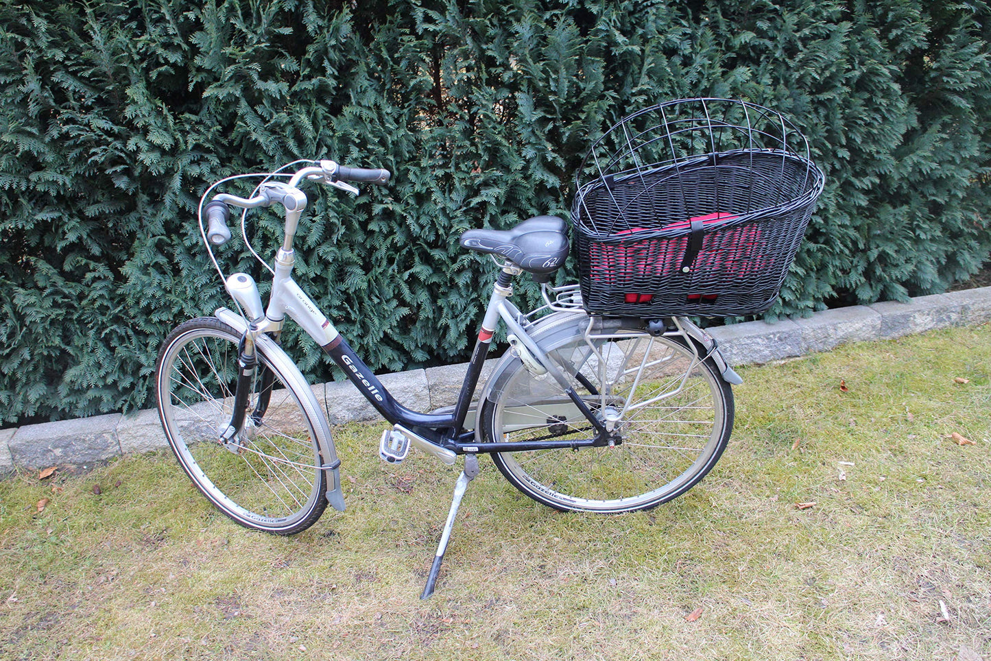 Hundefahrradkorb mit Metallgitter und Kissen, XXL L 60 x B 40 x H 50 cm mit Kissen