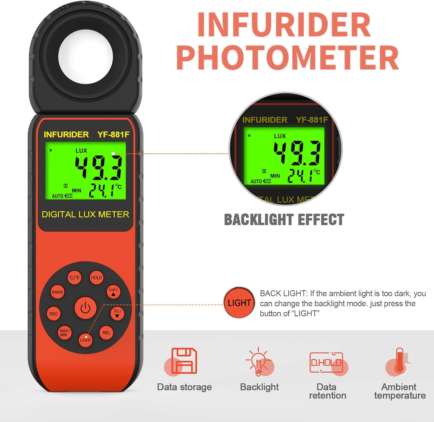 Luxmeter Belichtungsmesser YF-881F, 881F