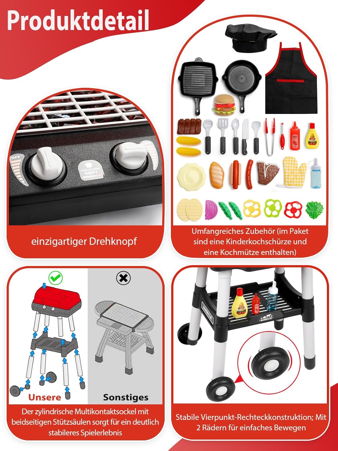 Kinder Barbecue Grill Spielset mit Rauch & Licht