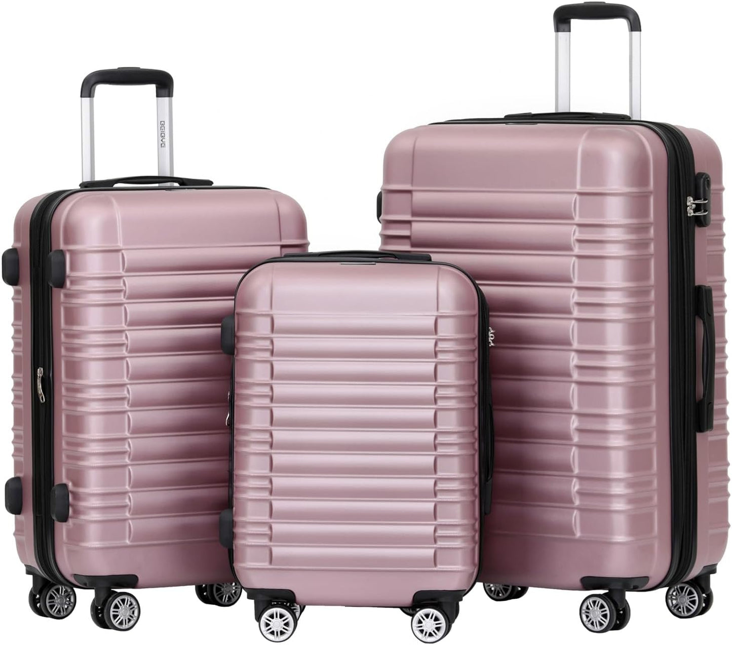 Hartschalen-Kofferset mit Zwillingsrollen, Rosa Set