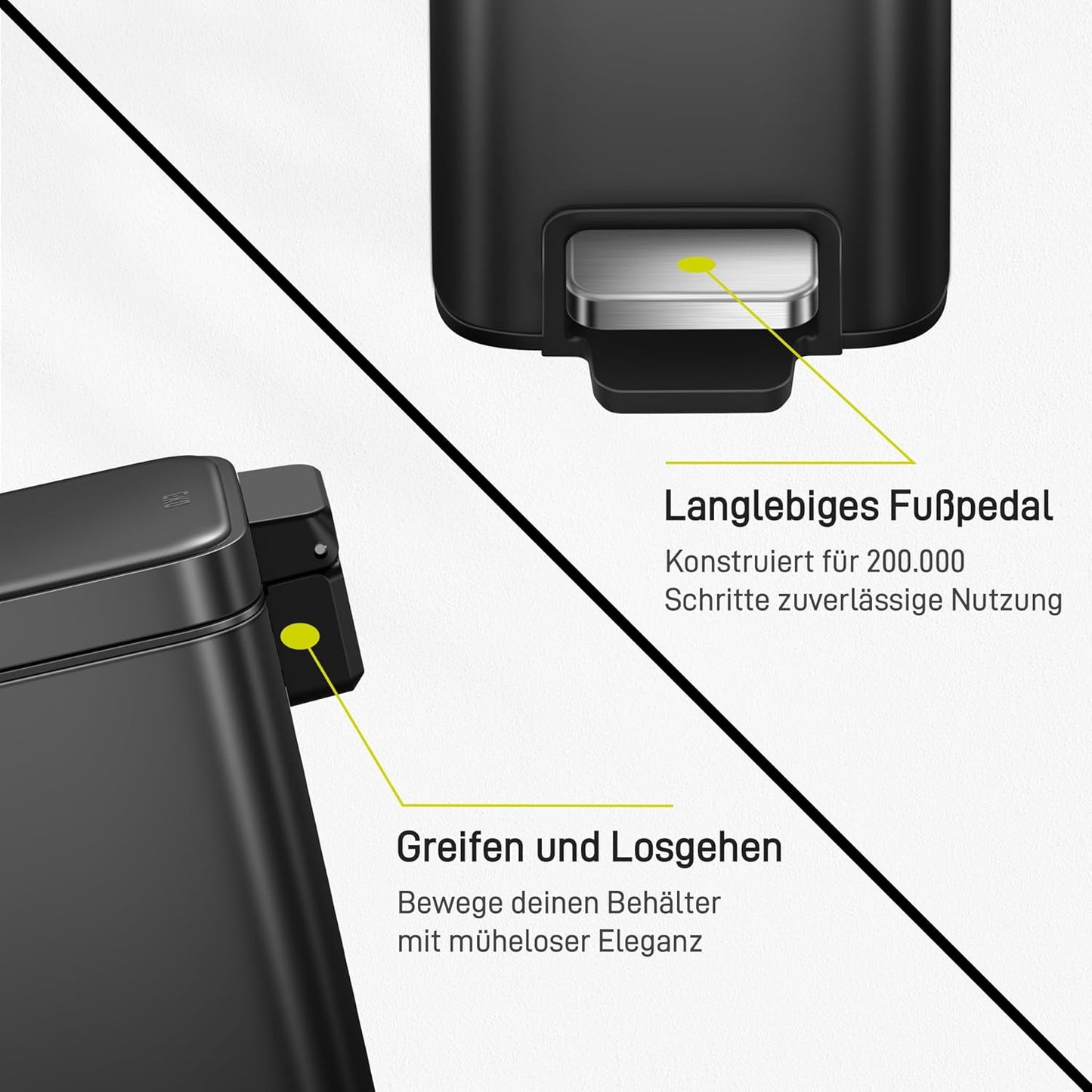 Genie Kosmetikeimer mit Softclose, 5 Liter-Schwarz