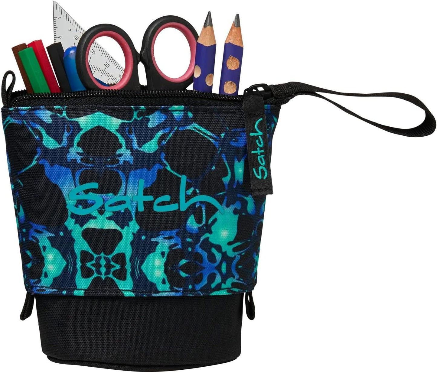 Mäppchen Pencil Slider, Caleido Blue - Schwarz