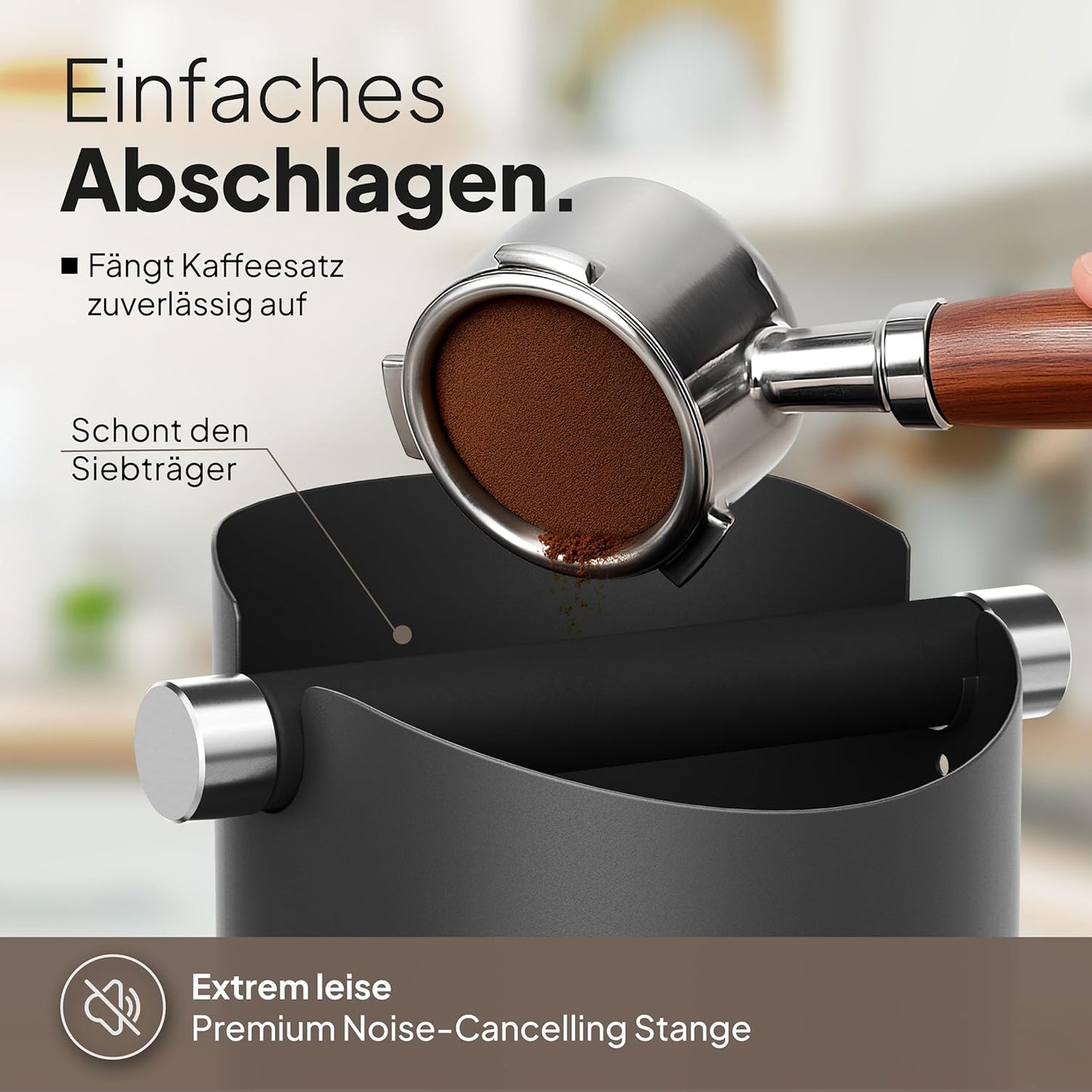 Abklopfbehälter für Siebträger, Schwarz